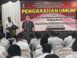 Kunjungi Lapas Banjarbaru, Staf Ahli Menkumham Bidang Sosial Berikan Penguatan Tusi