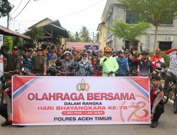 Semarakkan Hari Bhayangkara Ke-78, Polres Aceh Timur Gelar Olahraga Bersama Dengan Forkopimda dan Masyarakat