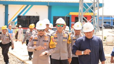 Direktur Pamobvit Polda Sumsel Didampingi Kapolres Banyuasin Tinjau Progres Pembangunan Jalur Sutet 275 KV PLTU Sumsel 1